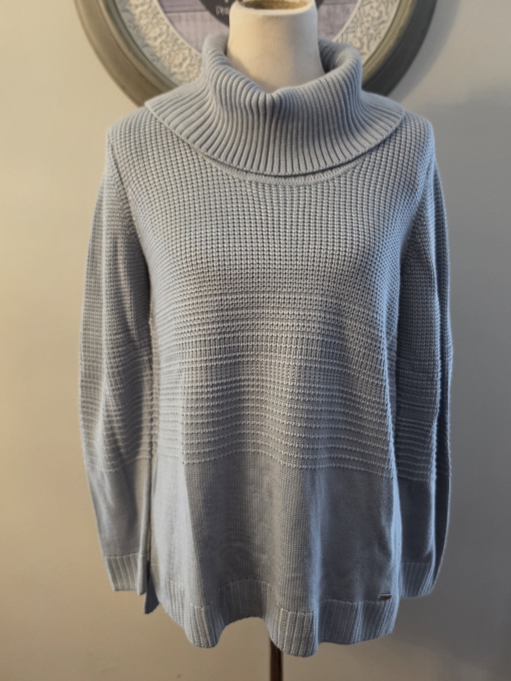 Light Blue Cowl Neck Women's Sweater